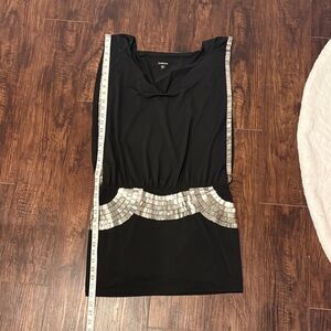 Bebe Black Mini Dress with Silver Details